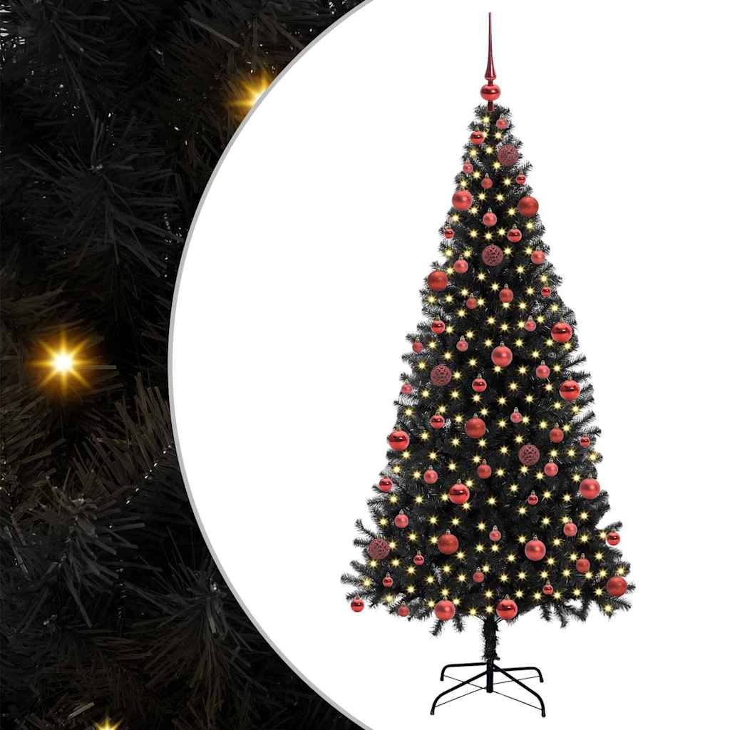 Christmas Tree with 300 LEDs with Stand Black 180 cm PVC