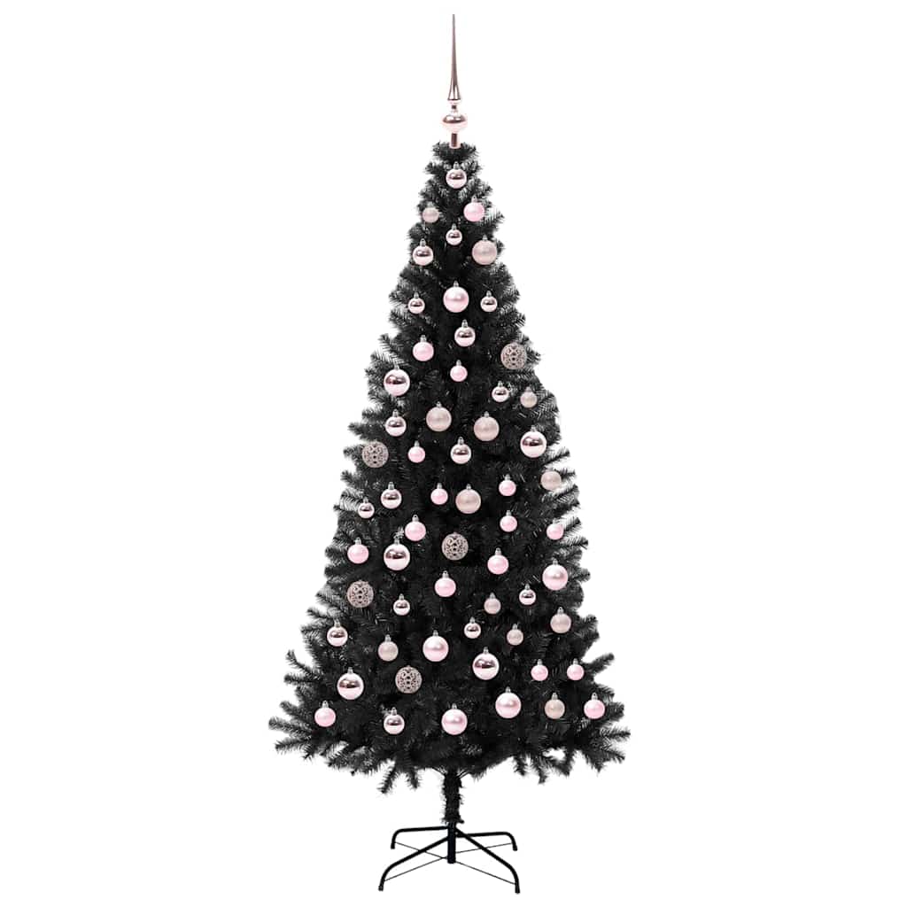 Christmas Tree with 300 LEDs with Stand Black 180 cm PVC