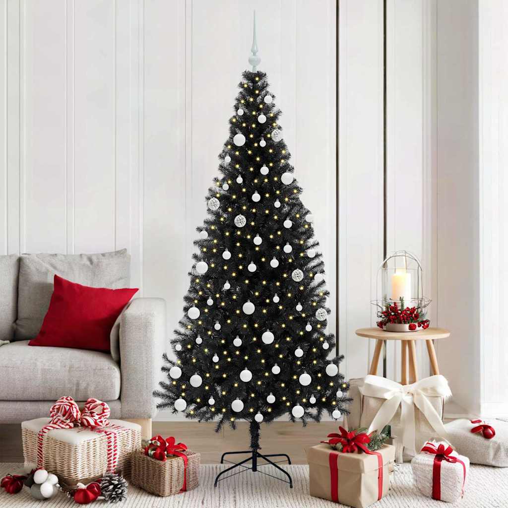 Christmas Tree with 300 LEDs with Stand Black 180 cm PVC