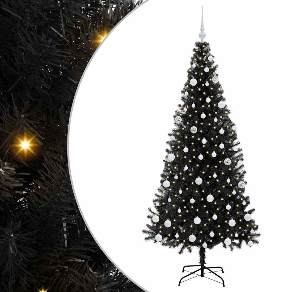 Christmas Tree with 300 LEDs with Stand Black 180 cm PVC