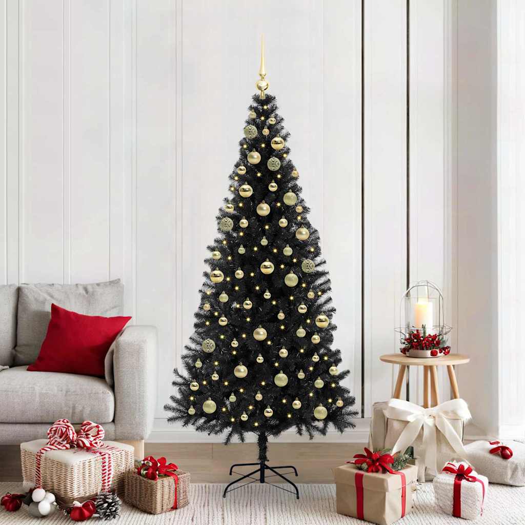 Christmas Tree with 300 LEDs with Stand Black 180 cm PVC