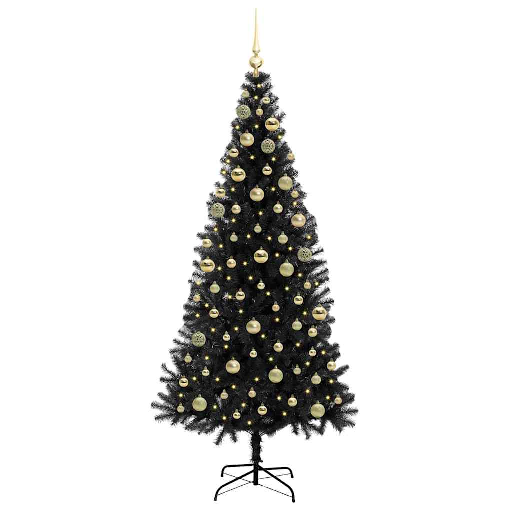 Christmas Tree with 300 LEDs with Stand Black 180 cm PVC