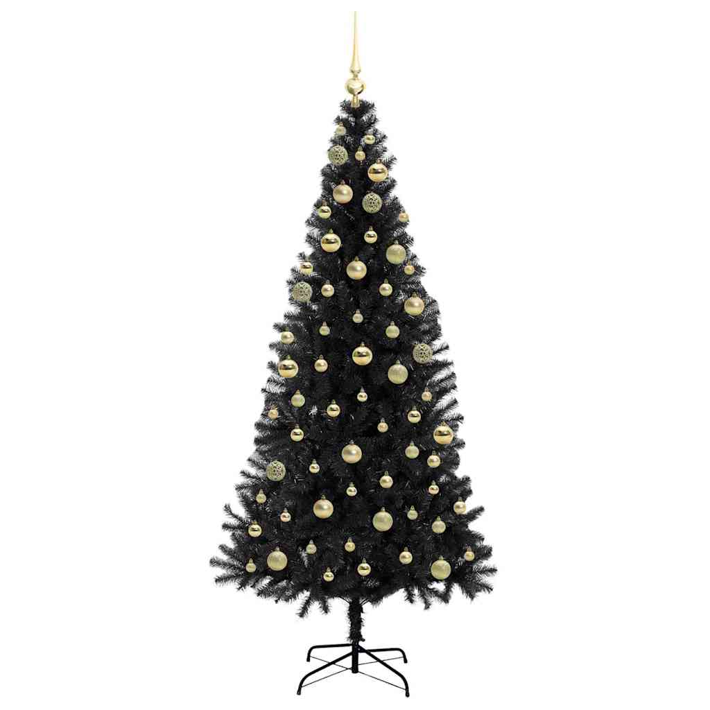 Christmas Tree with 300 LEDs with Stand Black 180 cm PVC