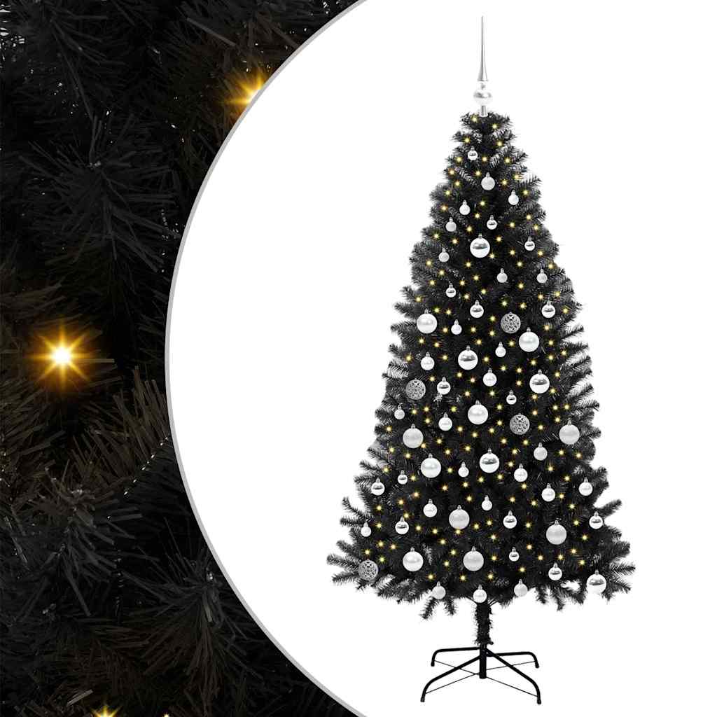 Christmas Tree with 300 LEDs with Stand Black 180 cm PVC