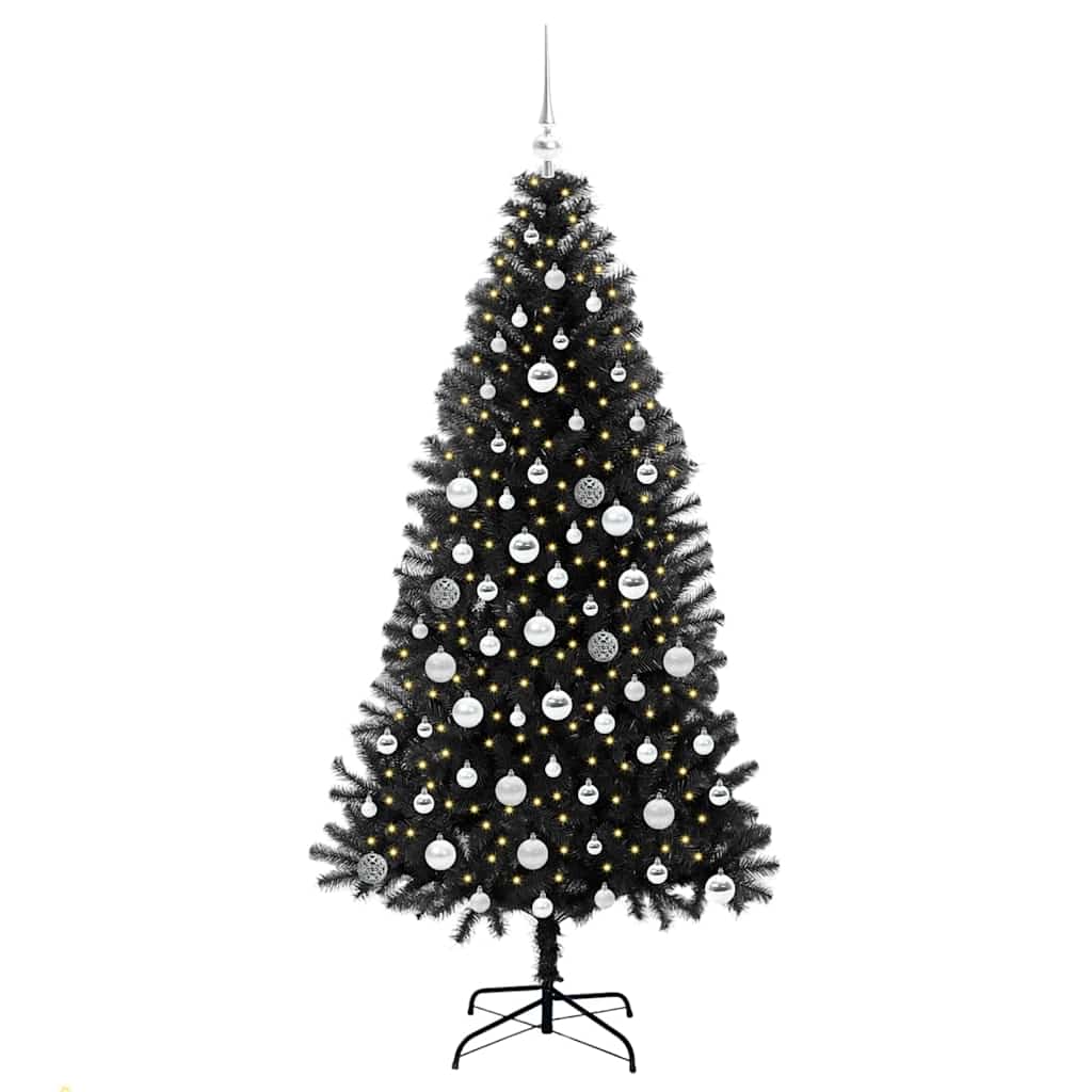 Christmas Tree with 300 LEDs with Stand Black 180 cm PVC