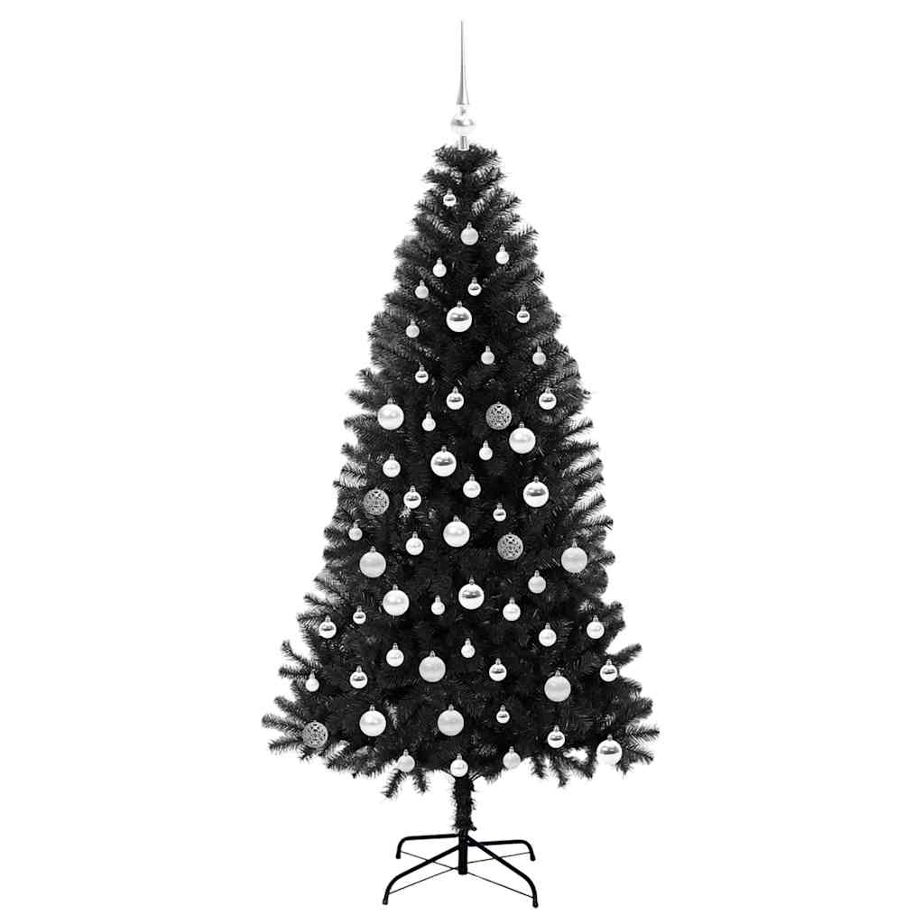 Christmas Tree with 300 LEDs with Stand Black 180 cm PVC