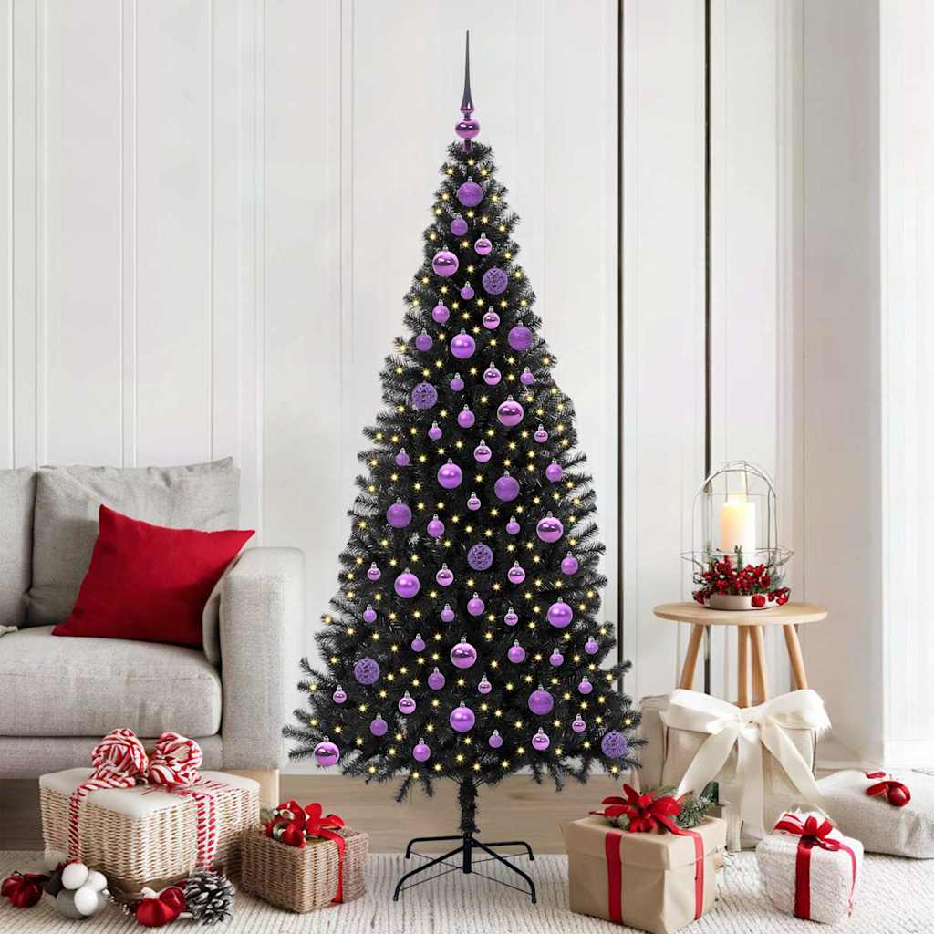 Christmas Tree with 300 LEDs with Stand Black 180 cm PVC