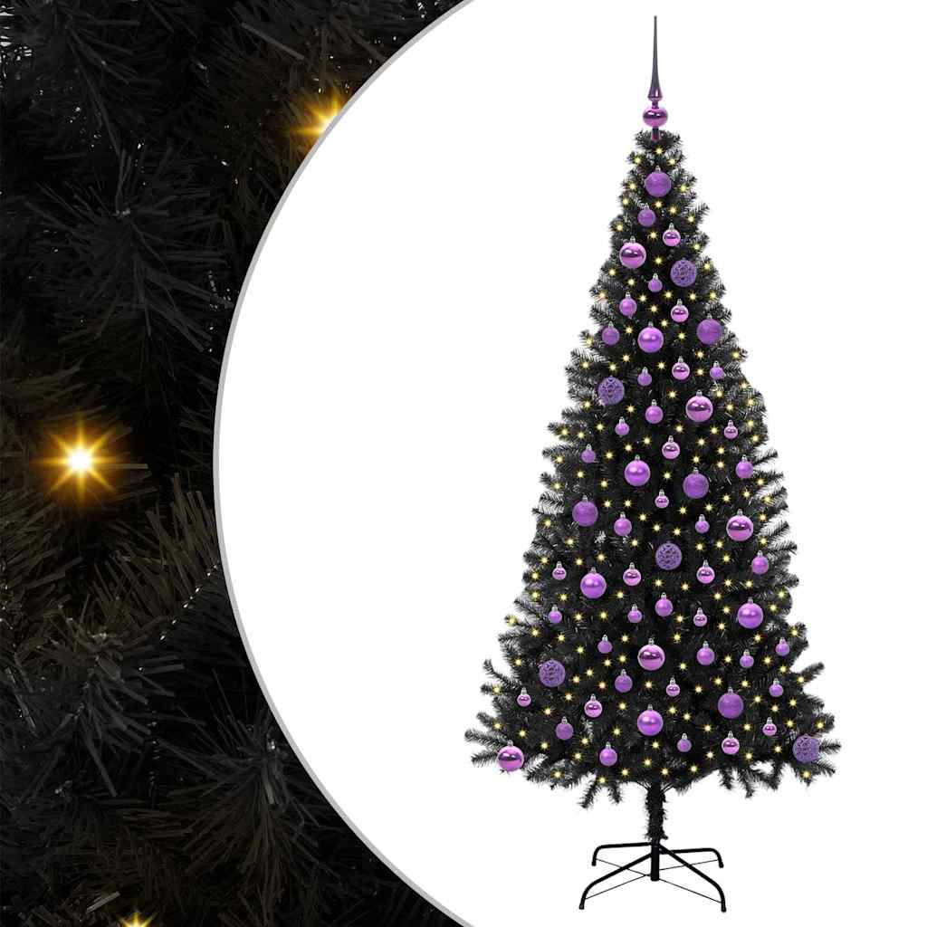 Christmas Tree with 300 LEDs with Stand Black 180 cm PVC