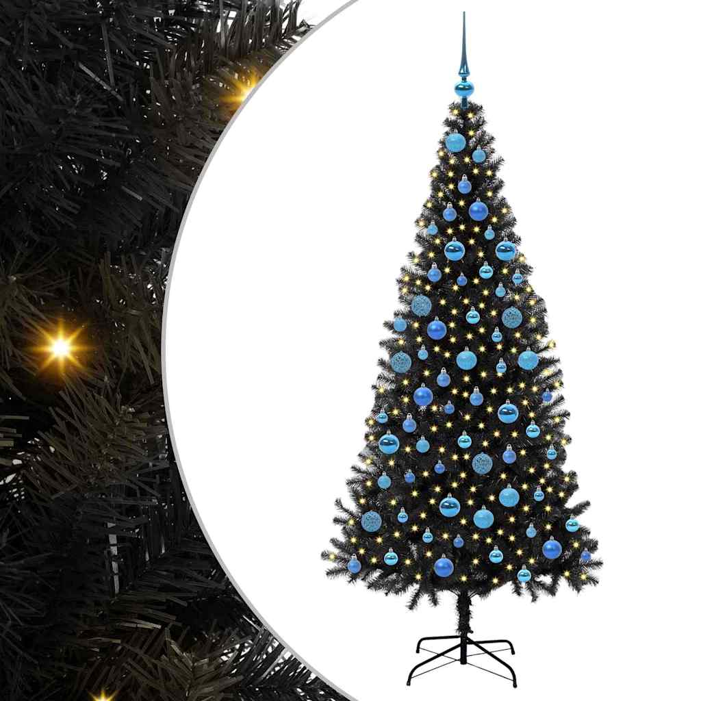 Christmas Tree with 300 LEDs with Stand Black 180 cm PVC