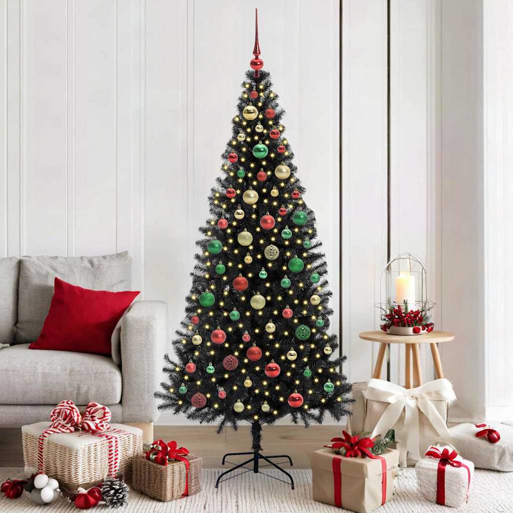 Christmas Tree with 300 LEDs with Stand Black 180 cm PVC