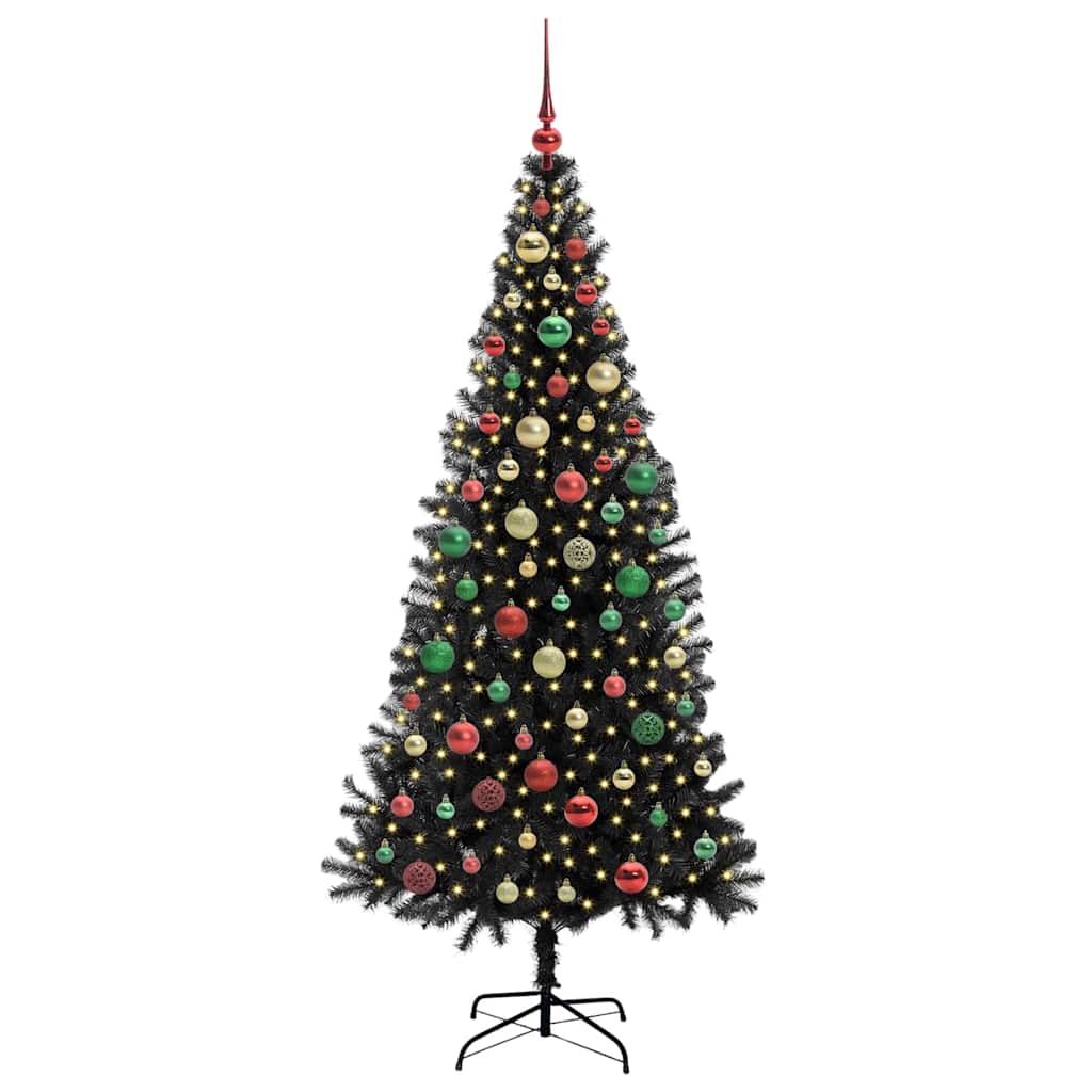 Christmas Tree with 300 LEDs with Stand Black 180 cm PVC