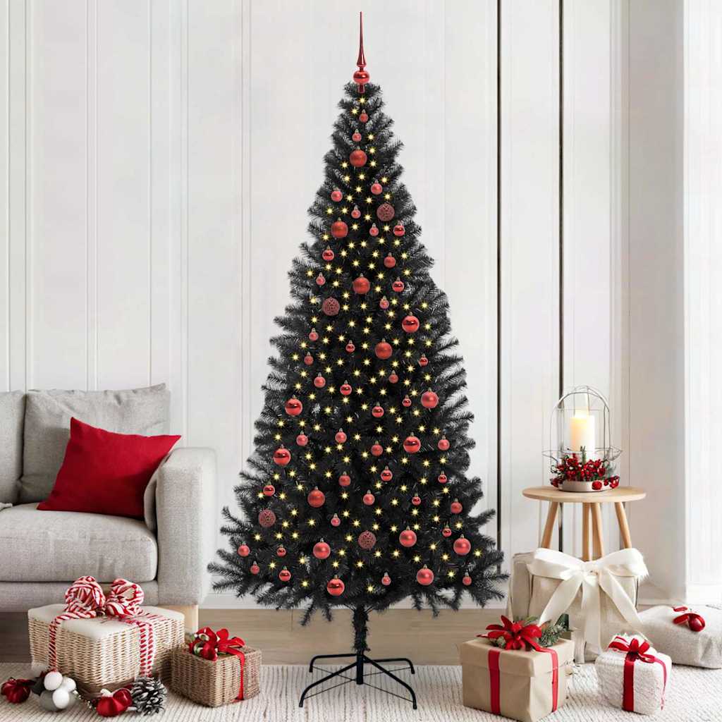 Christmas Tree with 300 LEDs with Stand Black 210 cm PVC