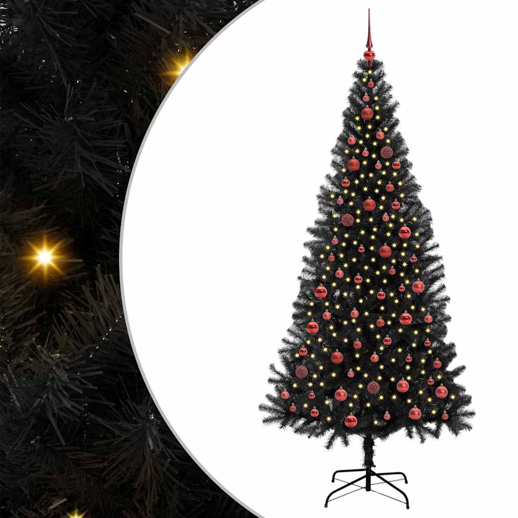 Christmas Tree with 300 LEDs with Stand Black 210 cm PVC
