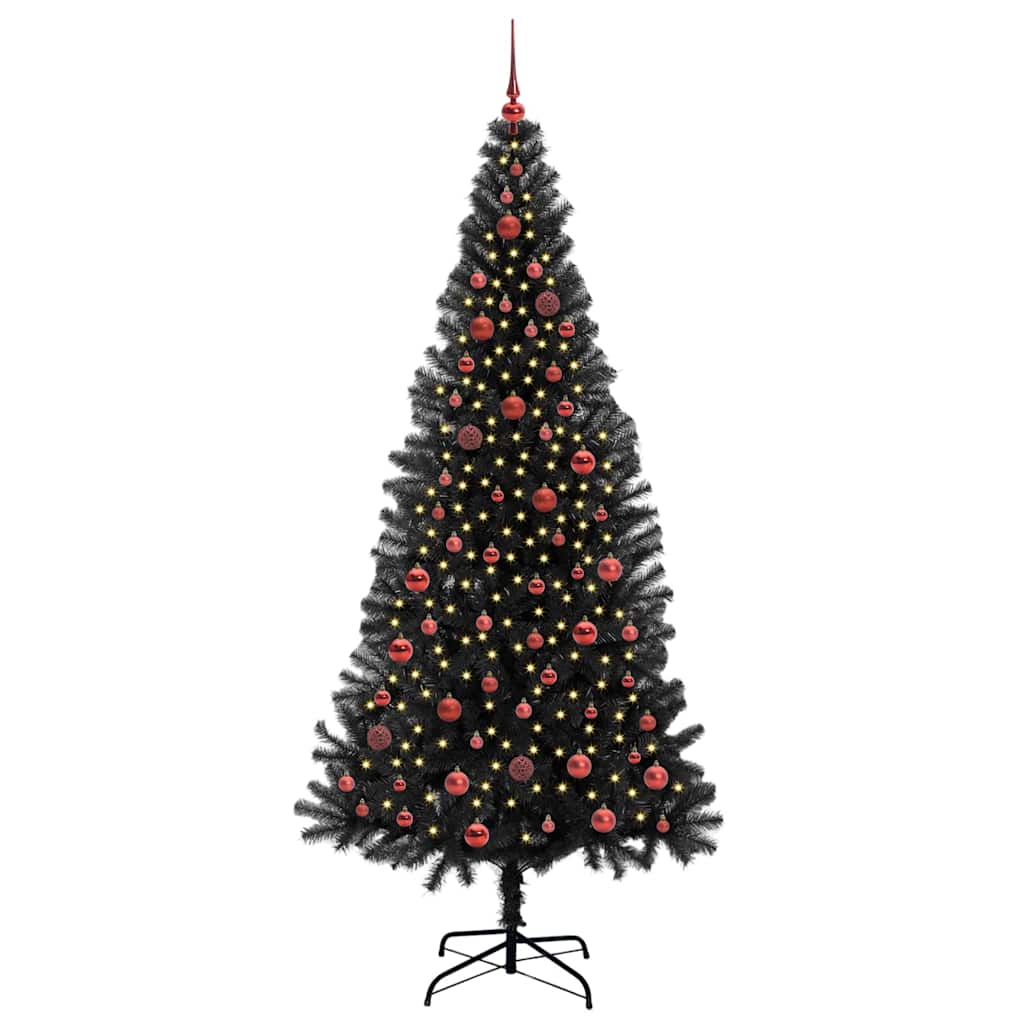 Christmas Tree with 300 LEDs with Stand Black 210 cm PVC