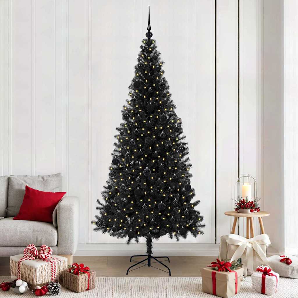 Christmas Tree with 300 LEDs with Stand Black 210 cm PVC