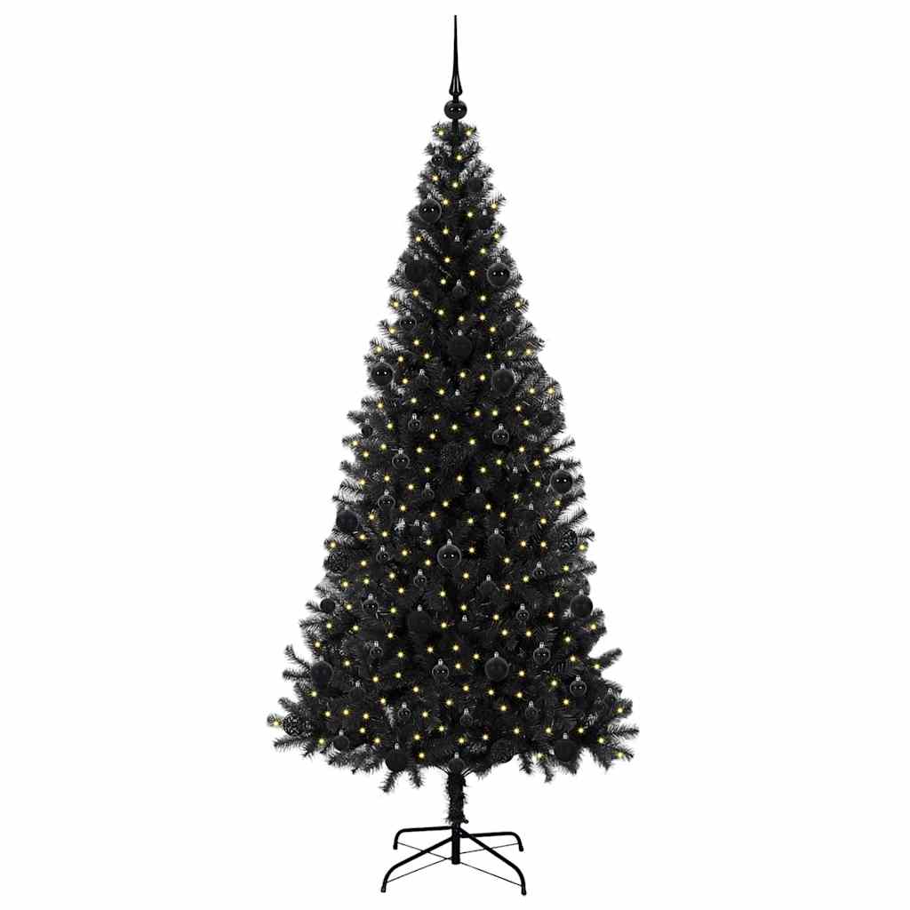 Christmas Tree with 300 LEDs with Stand Black 210 cm PVC