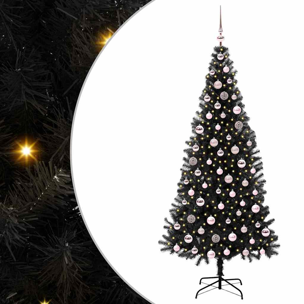 Christmas Tree with 300 LEDs with Stand Black 210 cm PVC