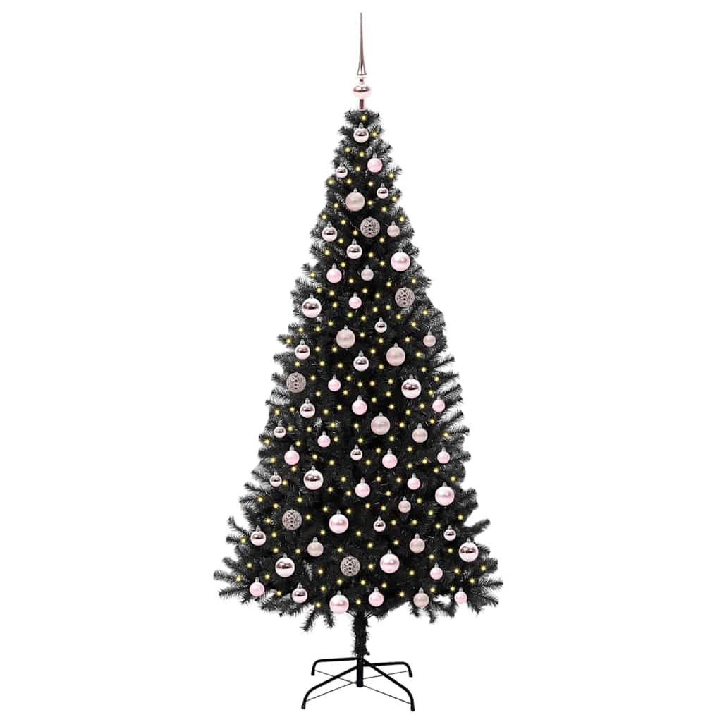 Christmas Tree with 300 LEDs with Stand Black 210 cm PVC