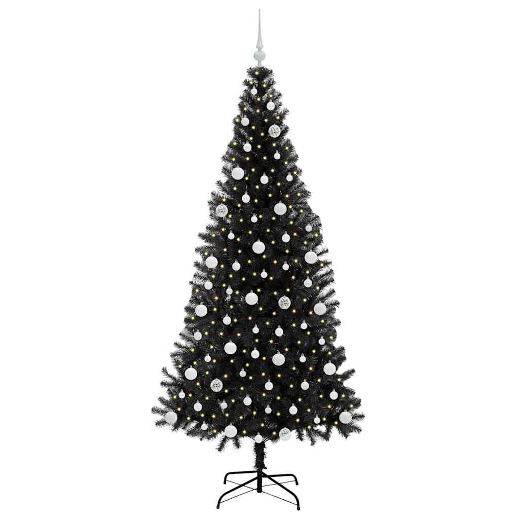 Christmas Tree with 300 LEDs with Stand Black 210 cm PVC