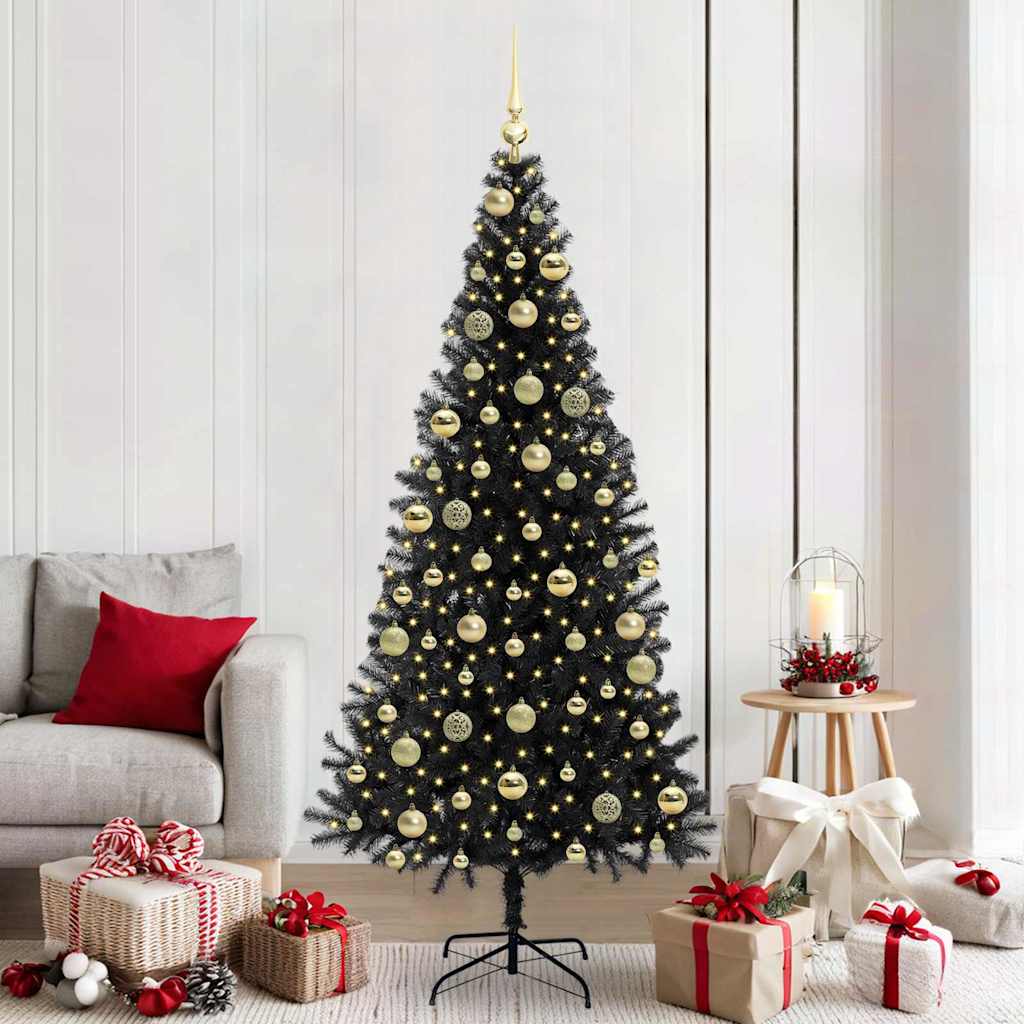 Christmas Tree with 300 LEDs with Stand Black 210 cm PVC