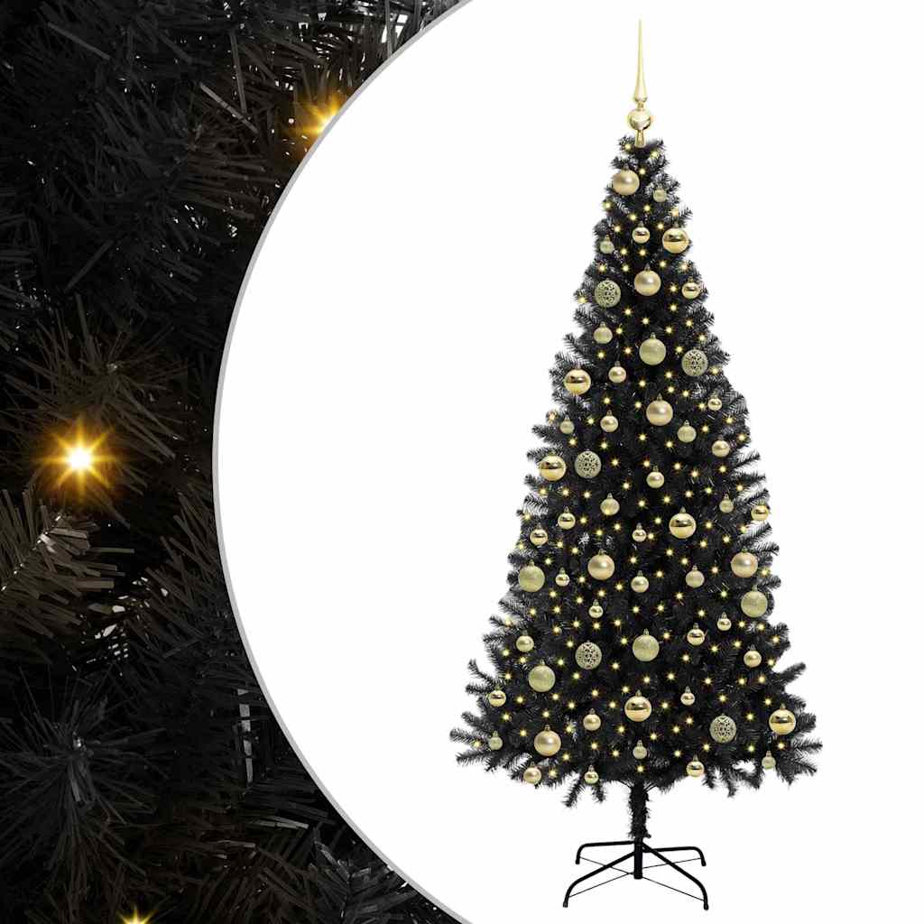 Christmas Tree with 300 LEDs with Stand Black 210 cm PVC