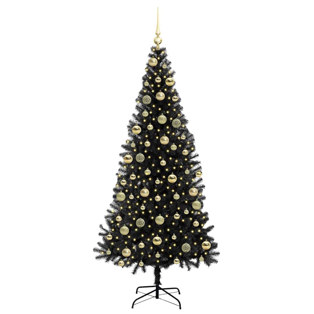Christmas Tree with 300 LEDs with Stand Black 210 cm PVC