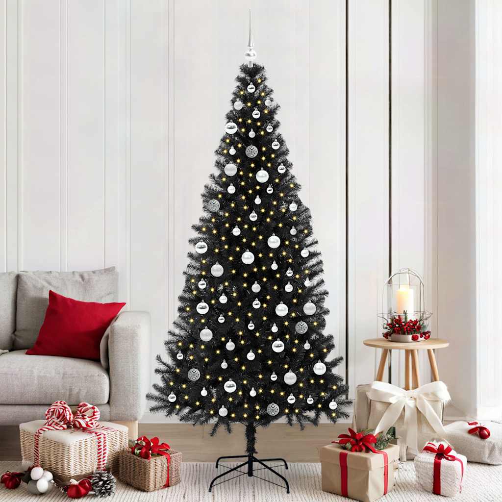 Christmas Tree with 300 LEDs with Stand Black 210 cm PVC