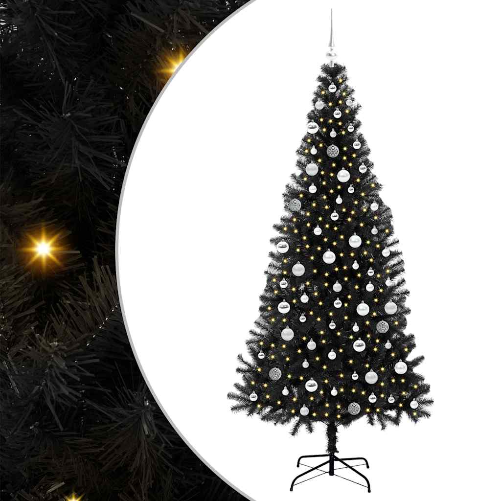 Christmas Tree with 300 LEDs with Stand Black 210 cm PVC