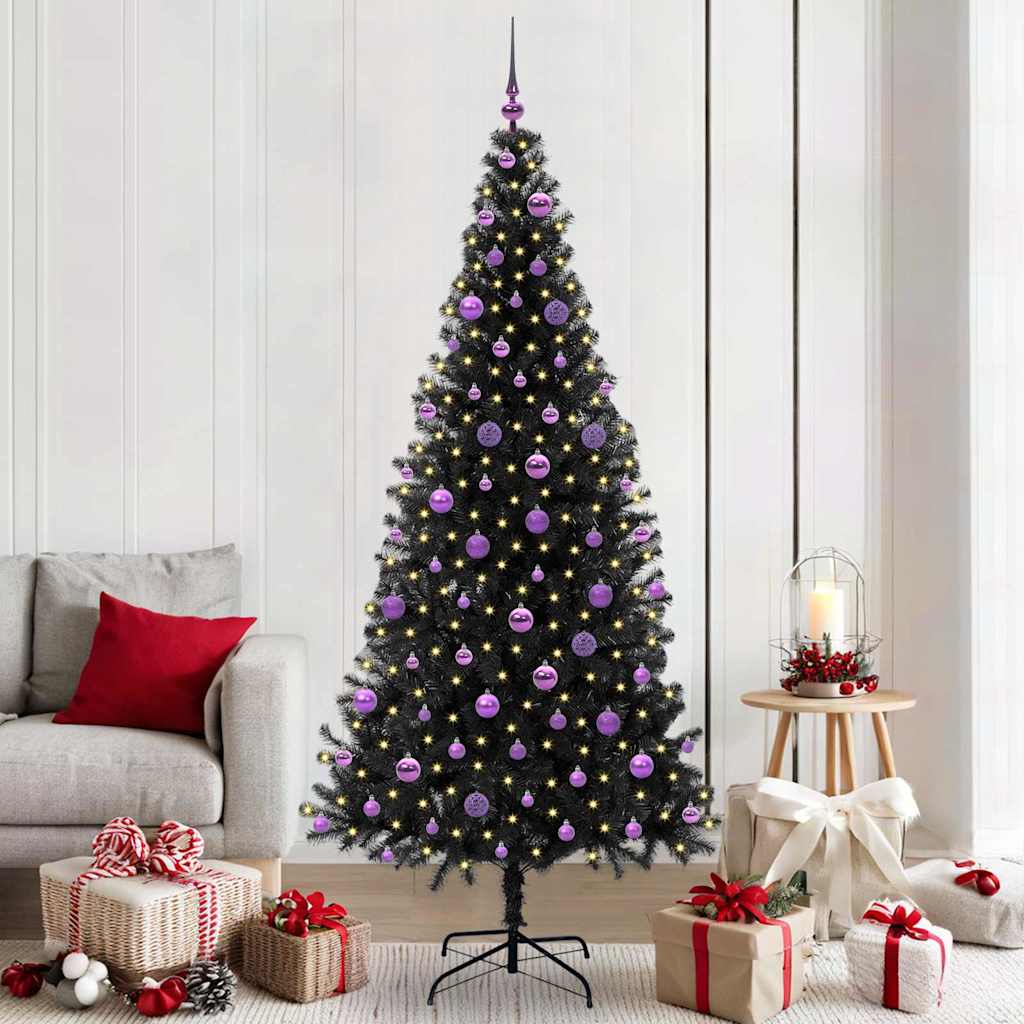 Christmas Tree with 300 LEDs with Stand Black 210 cm PVC