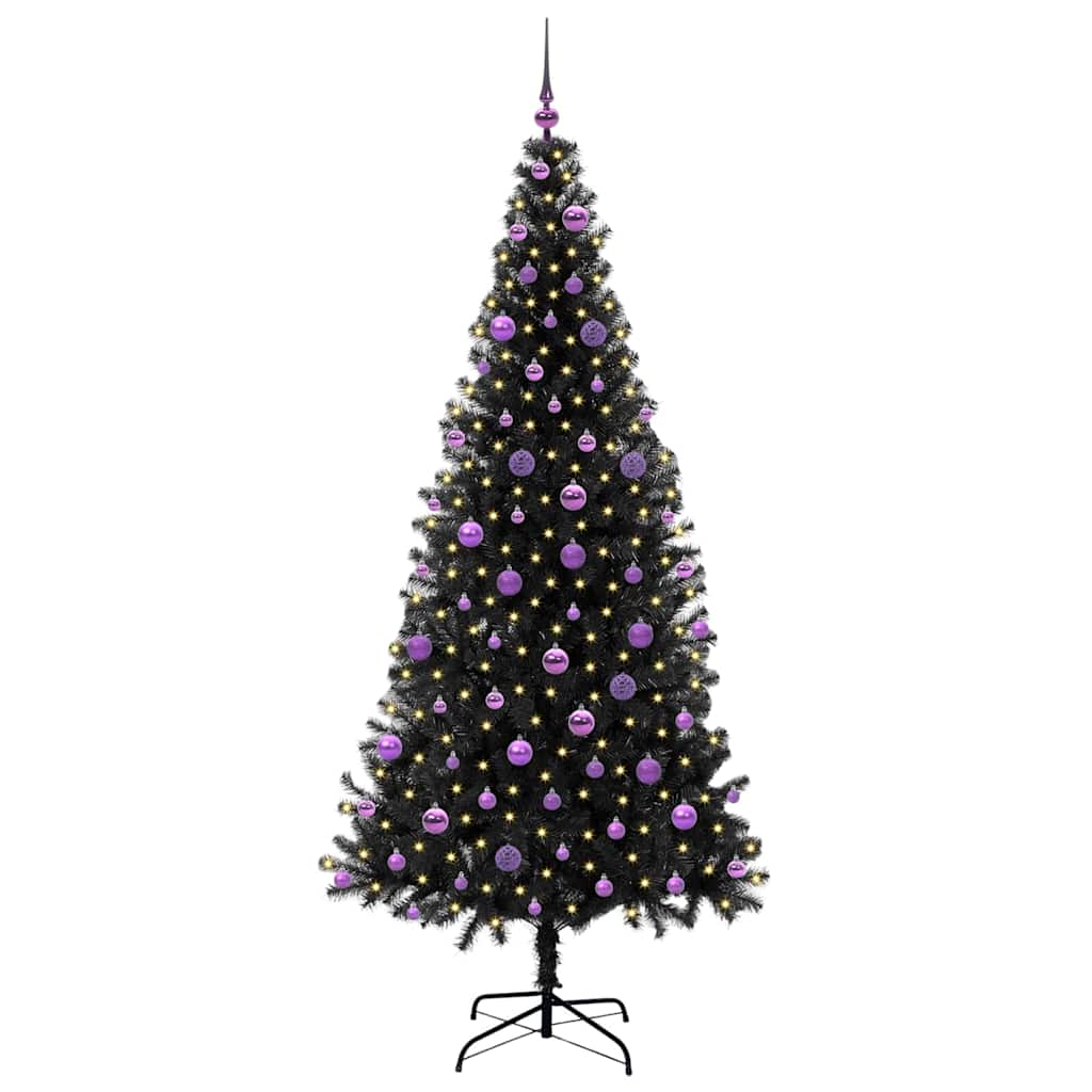 Christmas Tree with 300 LEDs with Stand Black 210 cm PVC