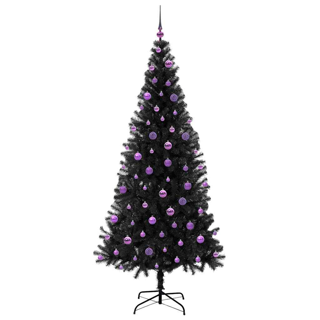 Christmas Tree with 300 LEDs with Stand Black 210 cm PVC