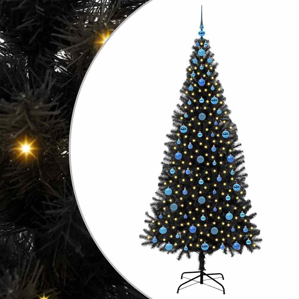 Christmas Tree with 300 LEDs with Stand Black 210 cm PVC