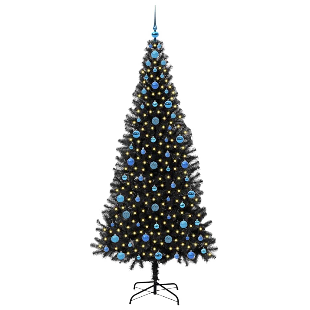 Christmas Tree with 300 LEDs with Stand Black 210 cm PVC