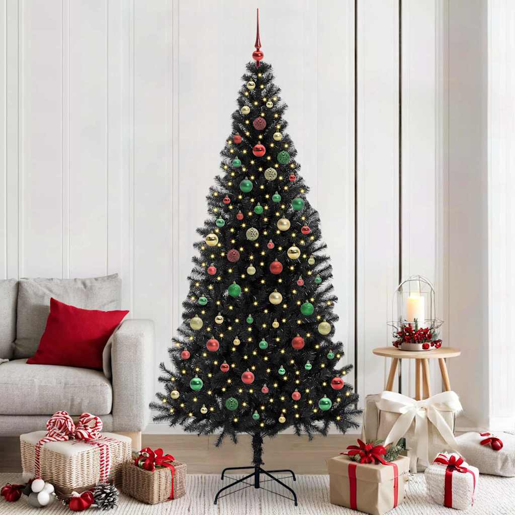 Christmas Tree with 300 LEDs with Stand Black 210 cm PVC