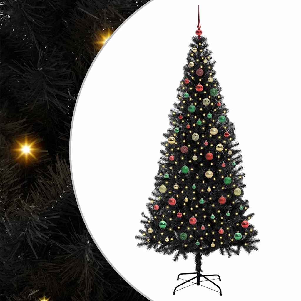Christmas Tree with 300 LEDs with Stand Black 210 cm PVC