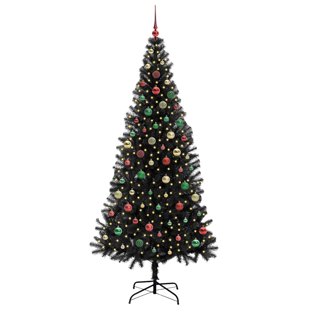 Christmas Tree with 300 LEDs with Stand Black 210 cm PVC