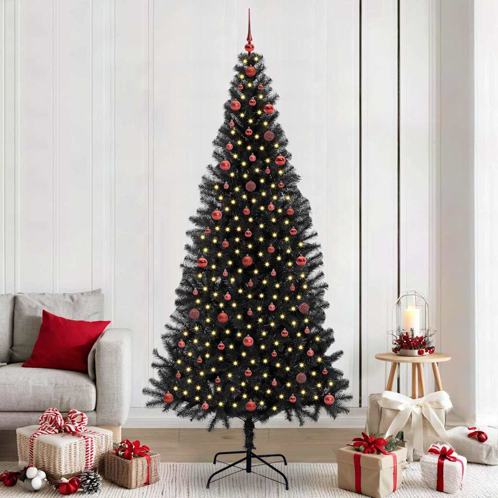 Christmas Tree with 300 LEDs with Stand Black 240 cm PVC