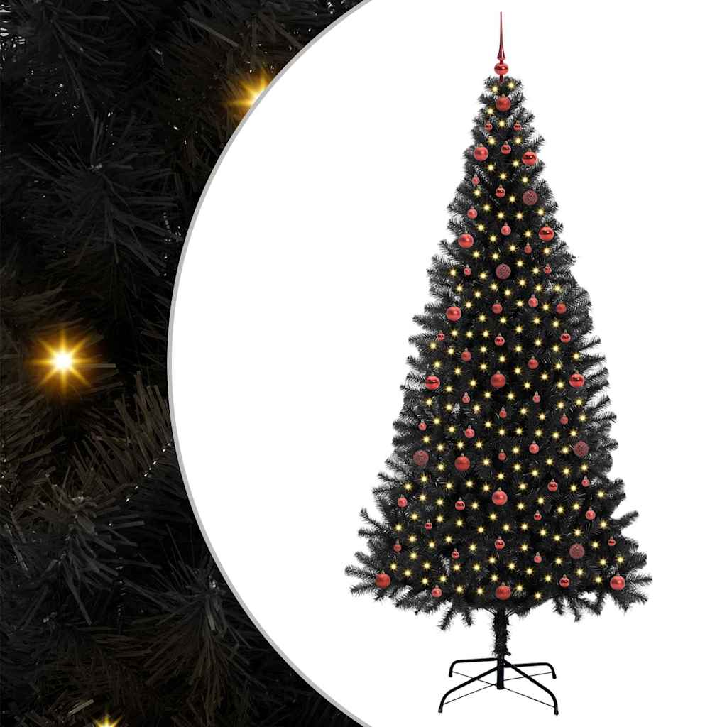 Christmas Tree with 300 LEDs with Stand Black 240 cm PVC