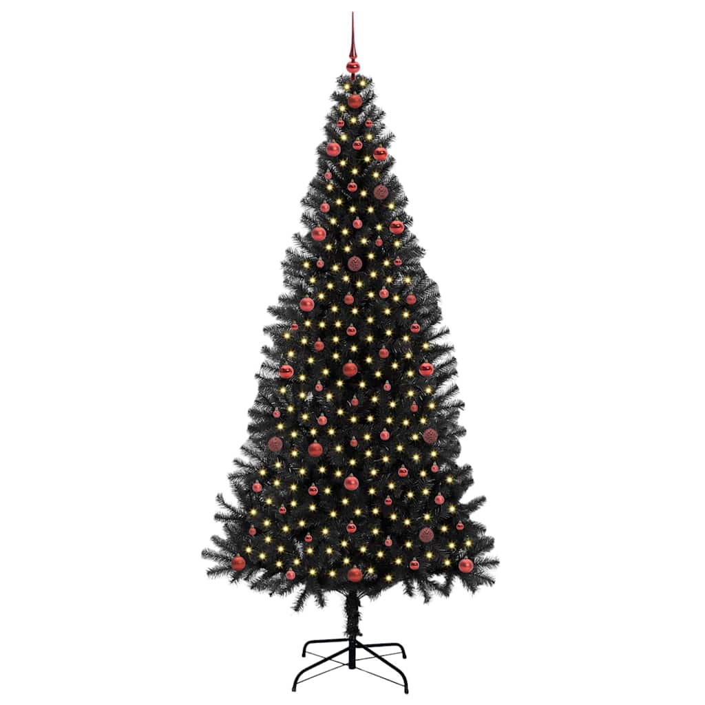Christmas Tree with 300 LEDs with Stand Black 240 cm PVC
