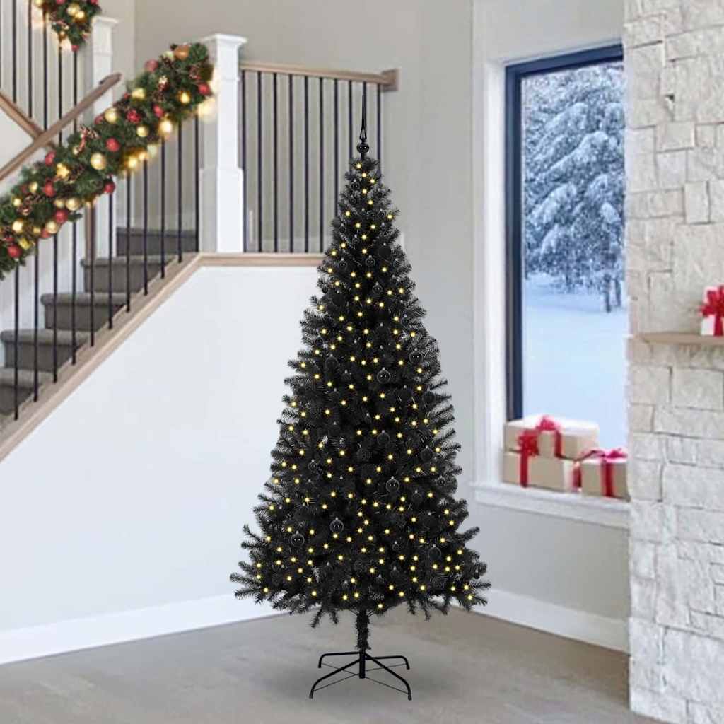 Christmas Tree with 300 LEDs with Stand Black 240 cm PVC