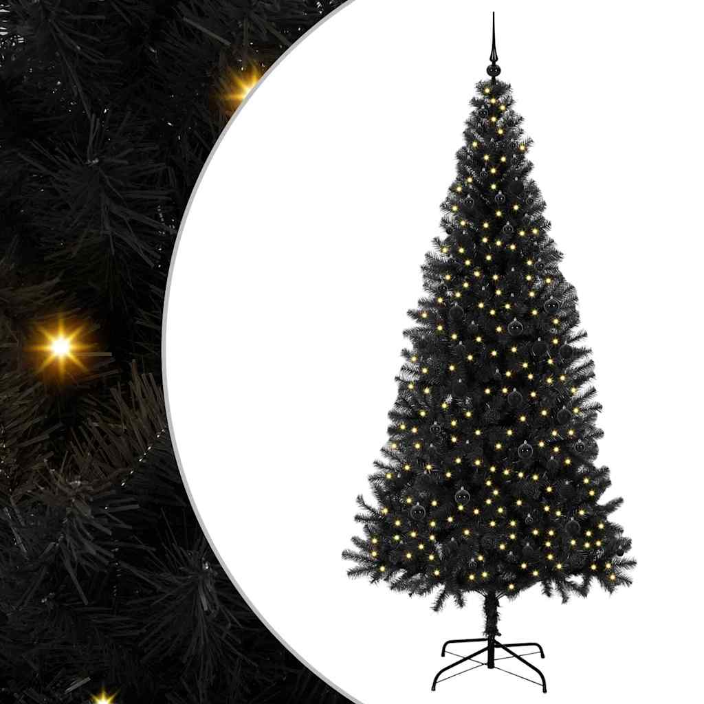 Christmas Tree with 300 LEDs with Stand Black 240 cm PVC