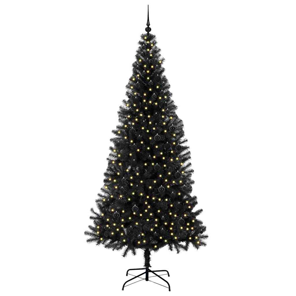Christmas Tree with 300 LEDs with Stand Black 240 cm PVC
