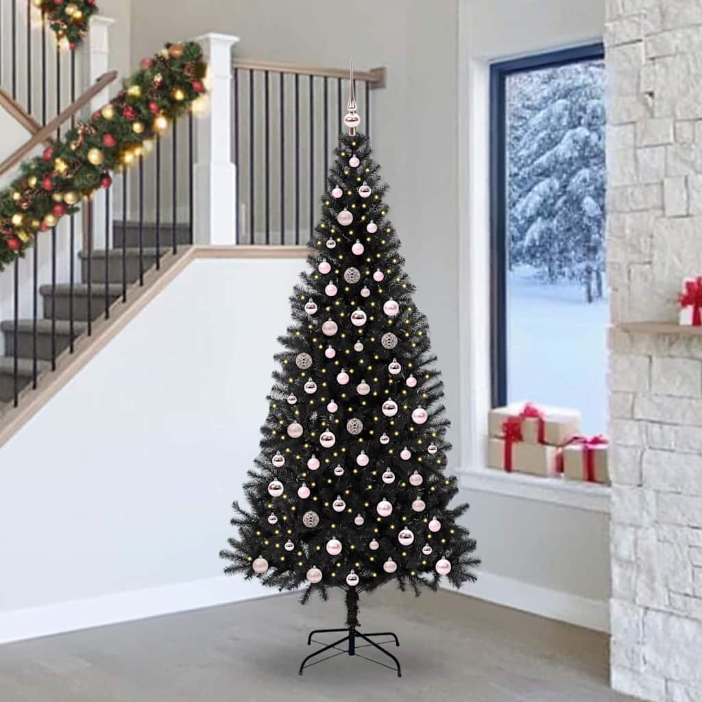Christmas Tree with 300 LEDs with Stand Black 240 cm PVC