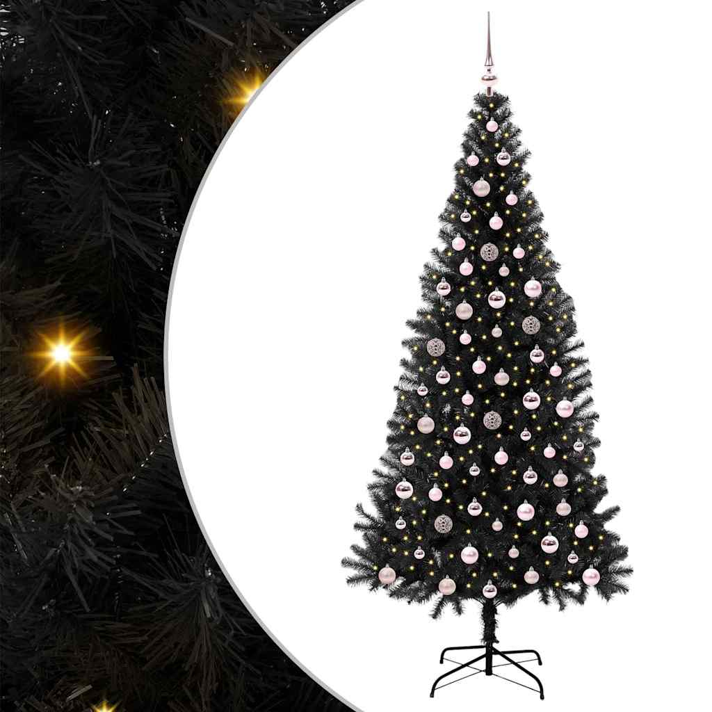Christmas Tree with 300 LEDs with Stand Black 240 cm PVC
