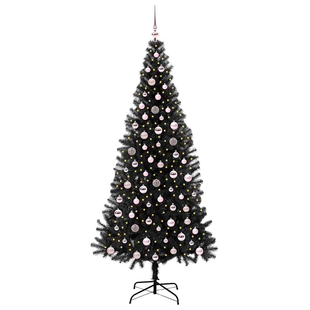 Christmas Tree with 300 LEDs with Stand Black 240 cm PVC