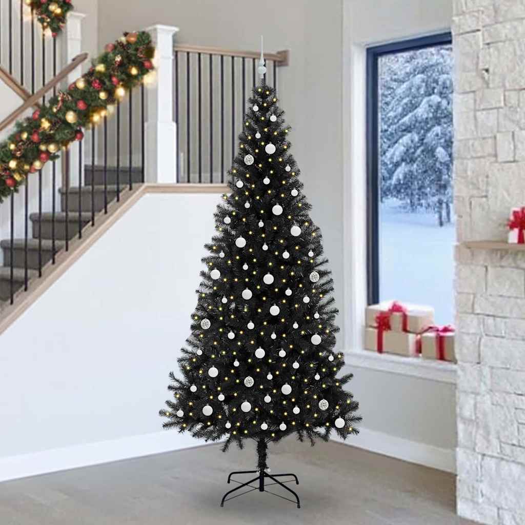 Christmas Tree with 300 LEDs with Stand Black 240 cm PVC