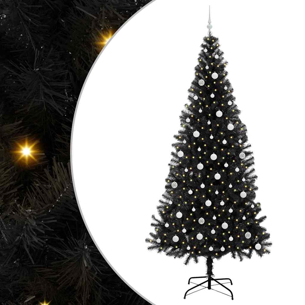 Christmas Tree with 300 LEDs with Stand Black 240 cm PVC