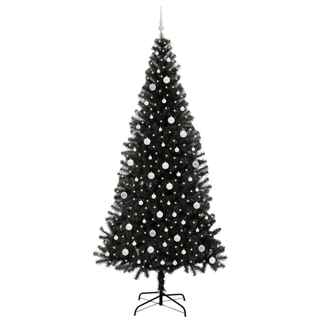 Christmas Tree with 300 LEDs with Stand Black 240 cm PVC