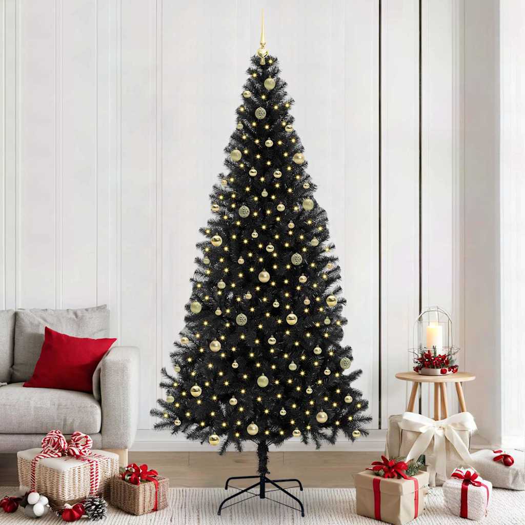 Christmas Tree with 300 LEDs with Stand Black 240 cm PVC
