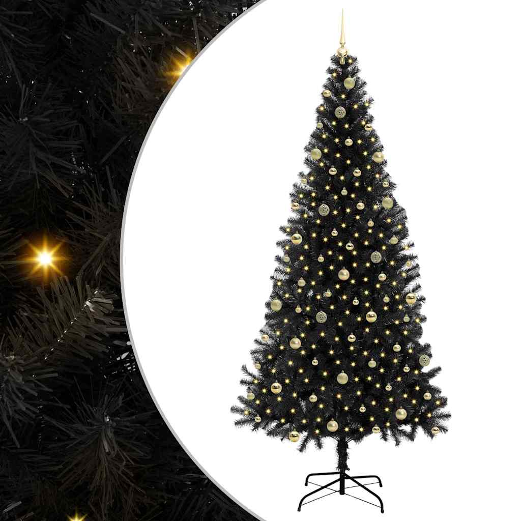 Christmas Tree with 300 LEDs with Stand Black 240 cm PVC